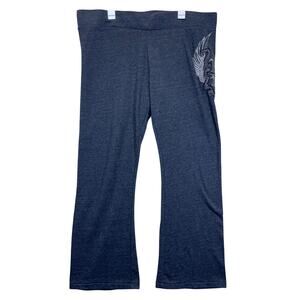 Harley Davidson Womens 2XL Gray Lounge Yoga Pants Wing Logo Embellished